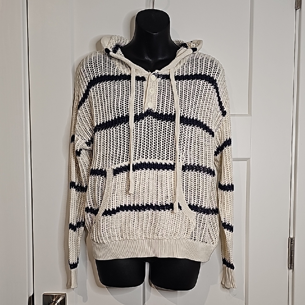 Love Cameron Open Knit Hoodie Henley